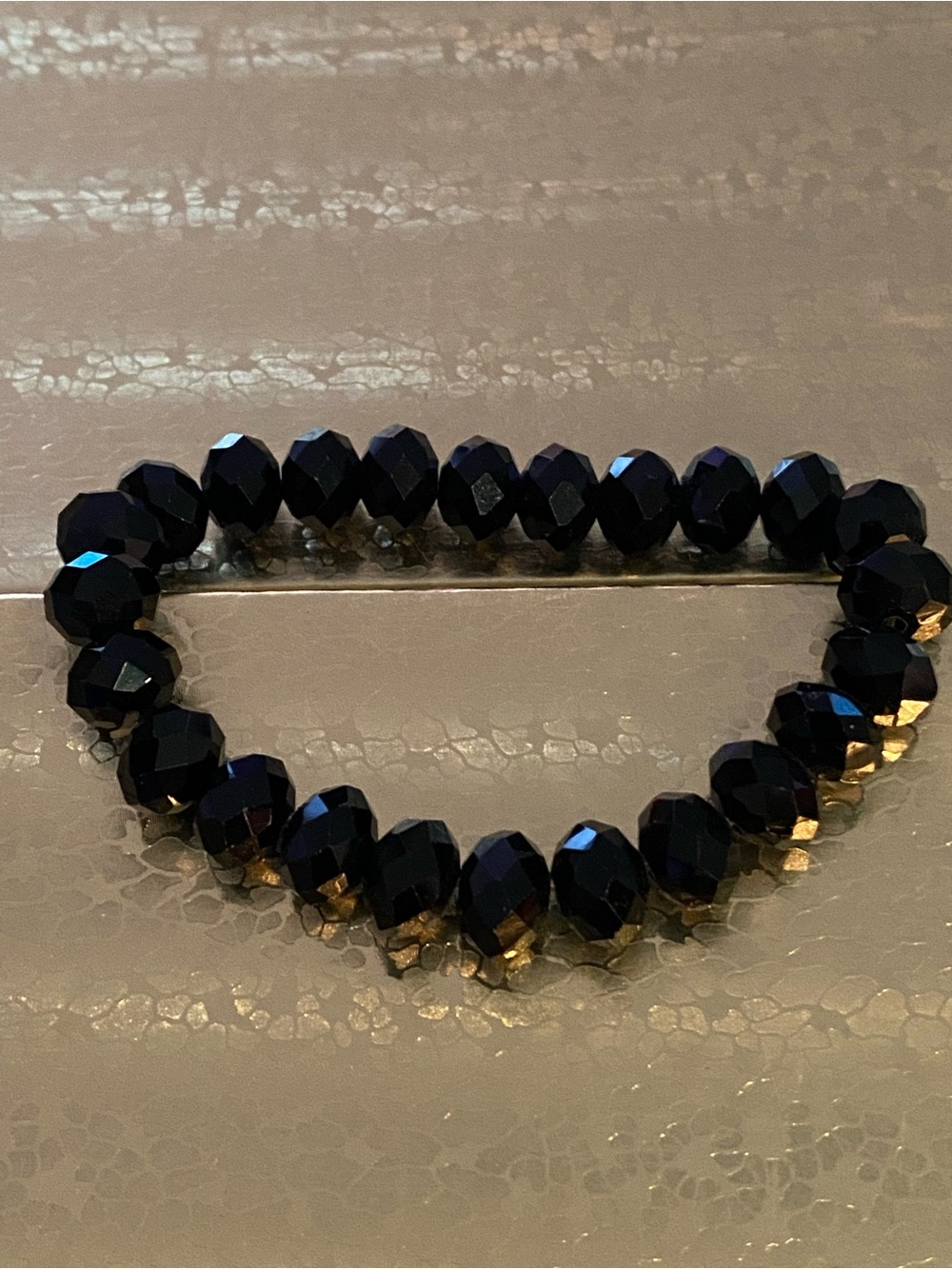 New Faceted Black Bead Stretch Bracelet